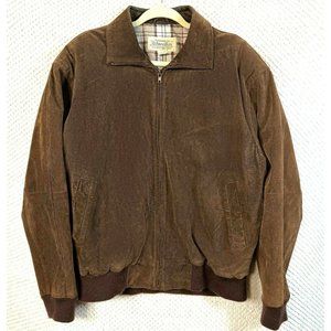 St Johns Bay Men's Premium Genuine Leather Suede Brown Lined Coat Jacket L 42-44